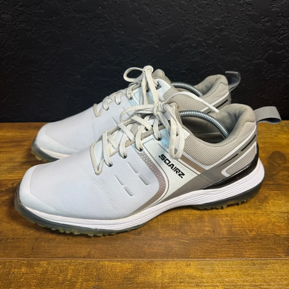 SQAIRZ‎ Speed White Synthetic Leather Spiked Golf Shoes Mens Size 10.5 US